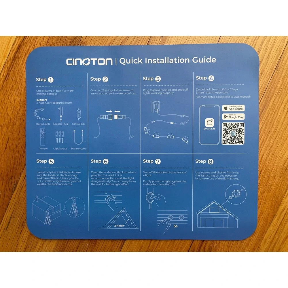 CINOTON 100ft Smart RGBW+IC Permanent Outdoor Lights‎ Waterproof App Control NEW